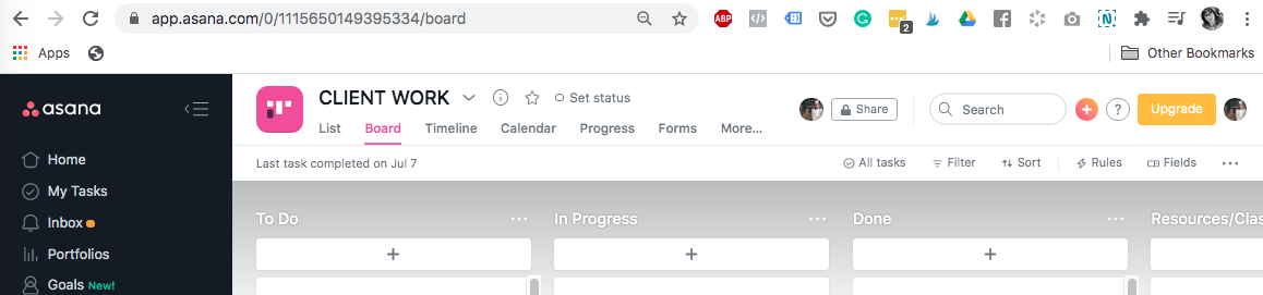 when you create a web update project, use an asana board like this to keep track of tasks