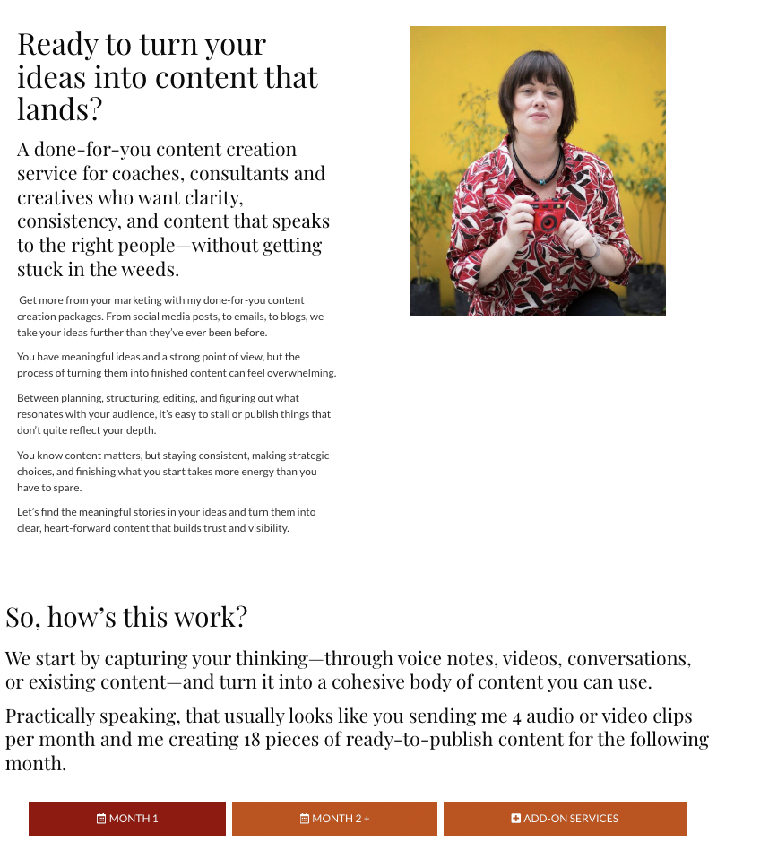 An excerpt from my done-for-you content creation service page, visit it to learn more